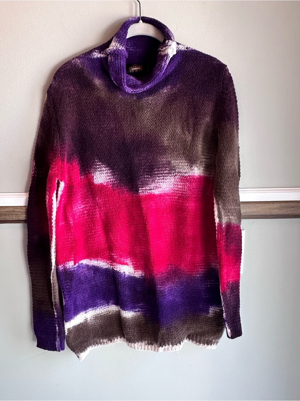 CIVIDINI Wool Cashmere Tie Dye Turtleneck Sweater